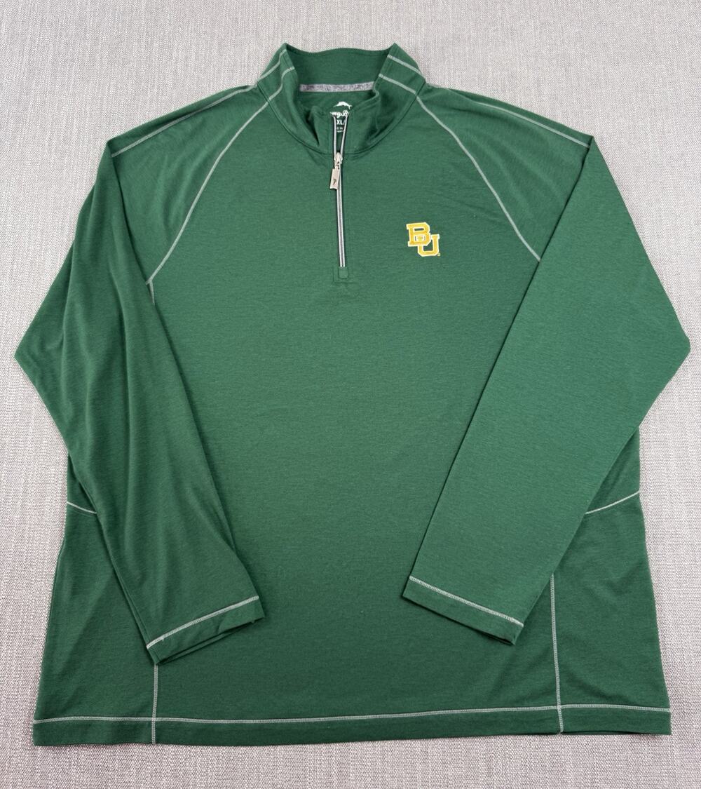 Tommy Bahama Baylor Bears 1/4 Zip Pullover Men’s XXL Green Wool Blend Golf